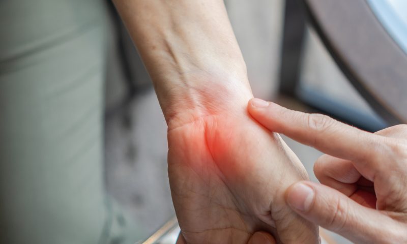 Carpal tunnel syndrome (CTS) pressure on nerve, Osteoarthritis, Ganglion cysts, Gout, De Quervain tenosynovitis or Kienbock disease (Avascular necrosis) with pain in patient's wrist joint and bone ache